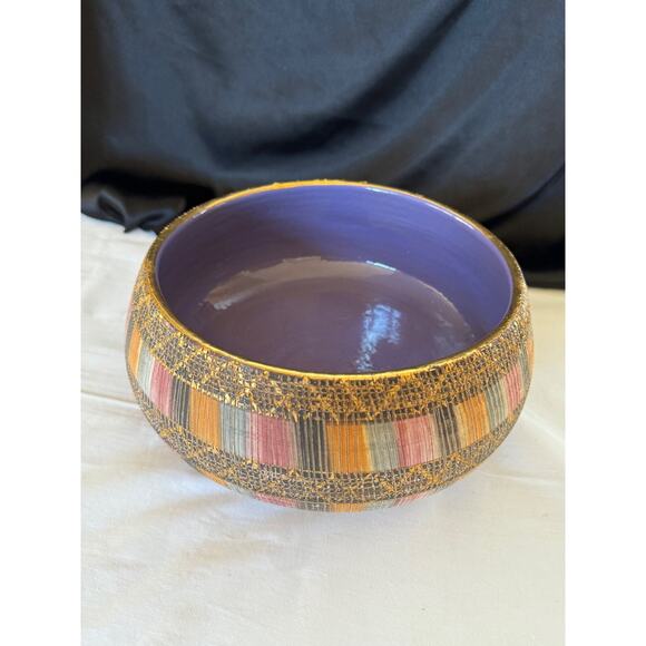 ITALIAN ART POTTERY LARGE BOWL ALDO LONDI BITOSSI "SETA" CERAMIC ITALY MCM GOLD - Picture 10 of 12